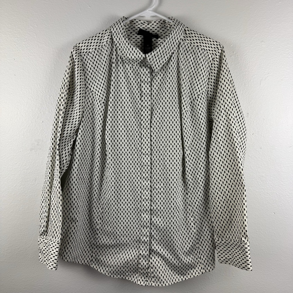 LANE BRYANT Womens long sleeve button front shirt‎ - AOP cream/black - Size 22
